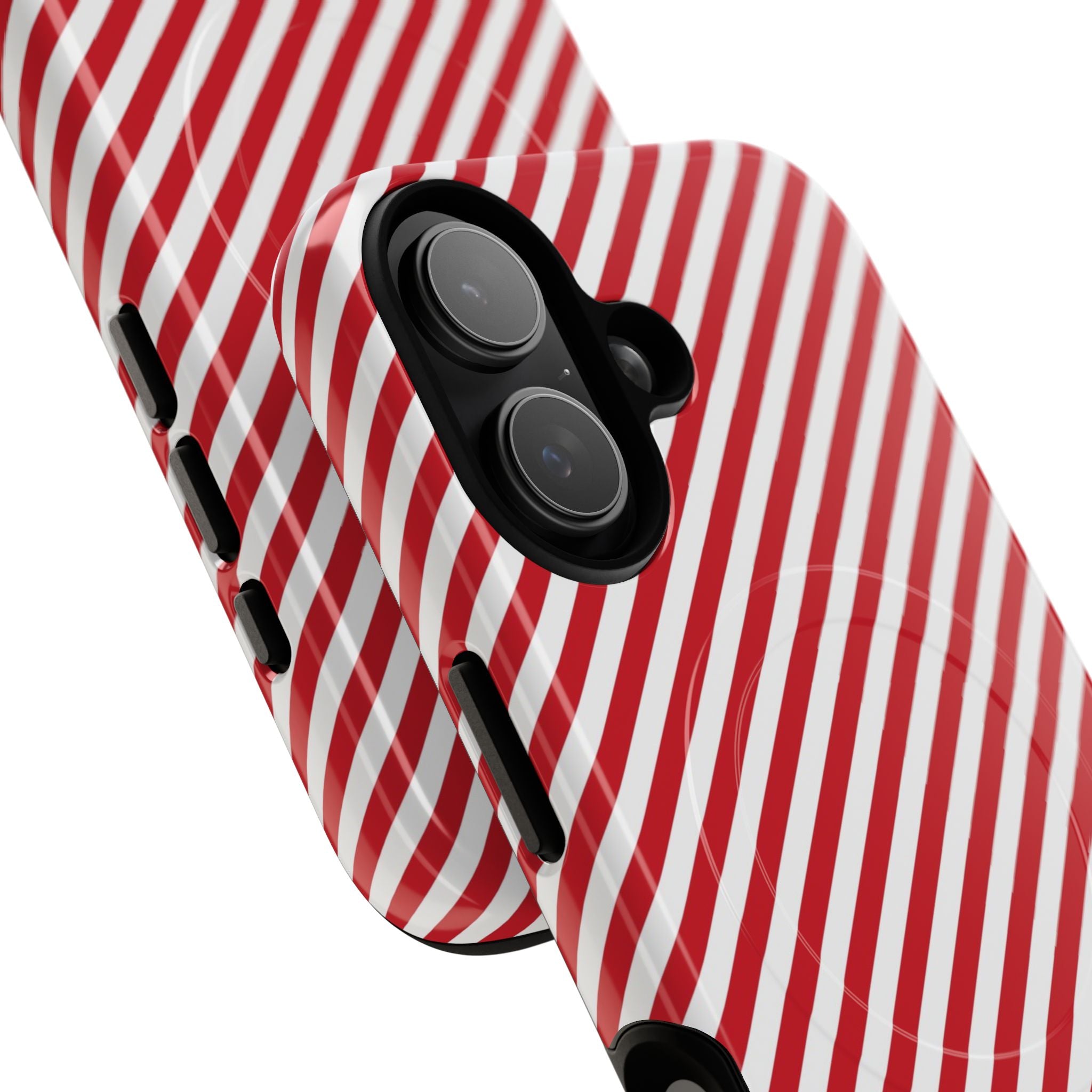 Classic Red & White Striped Diagonal Magnetic Phone Case by etchd, view 87