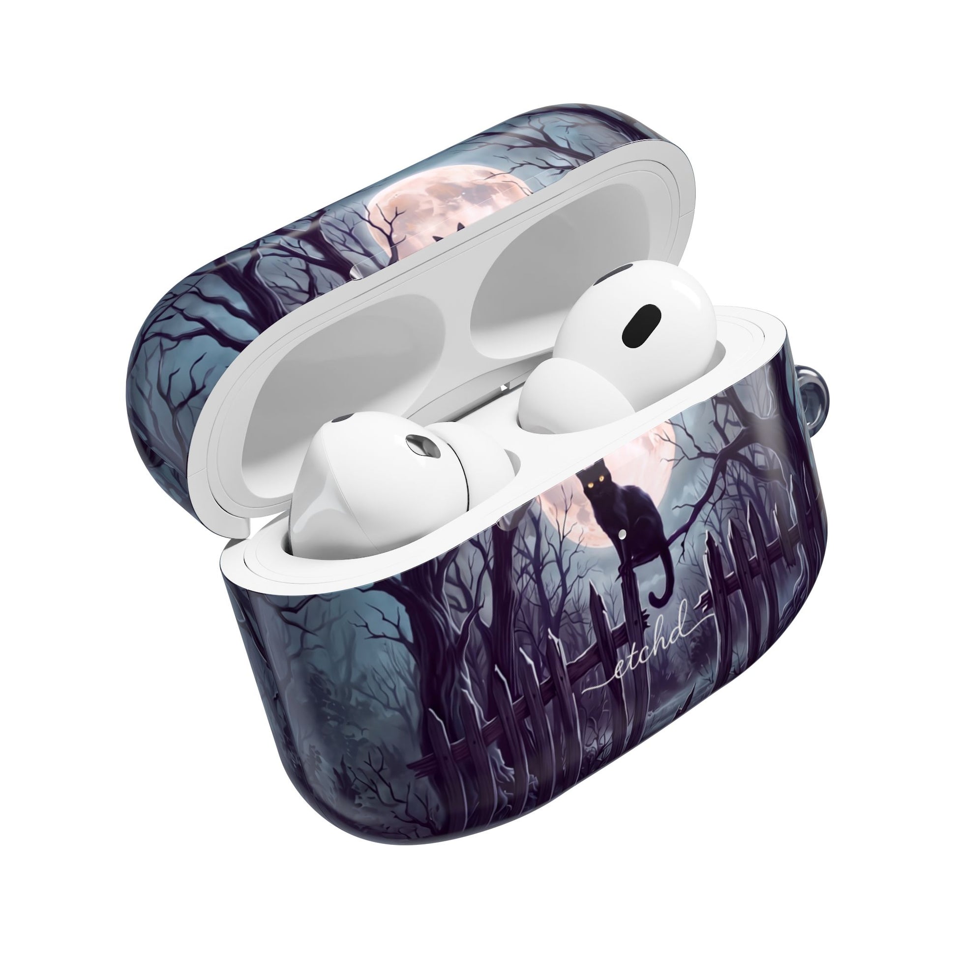 Midnight Cat AirPod Case by etchd, view 9