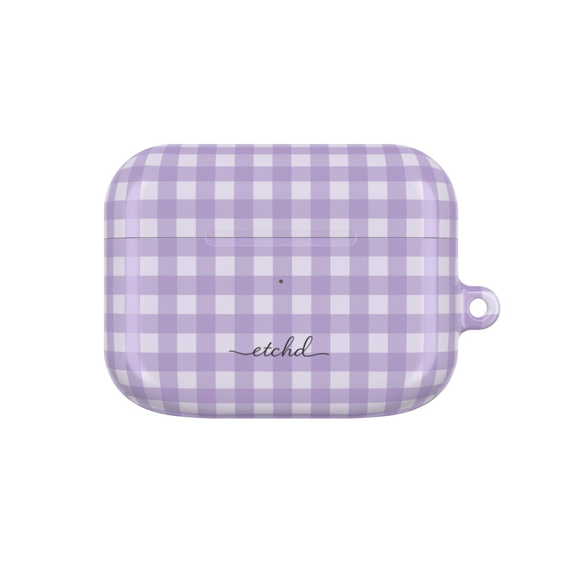 Lilac & Cream Gingham AirPod Case by etchd