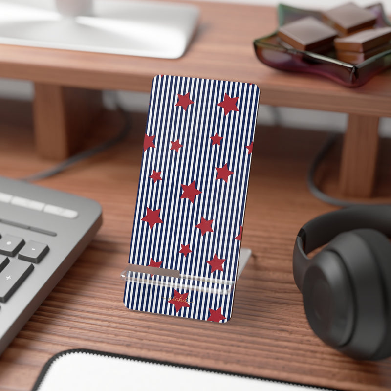 Blue Stripes & Red Stars Phone Stand by etchd, view 3