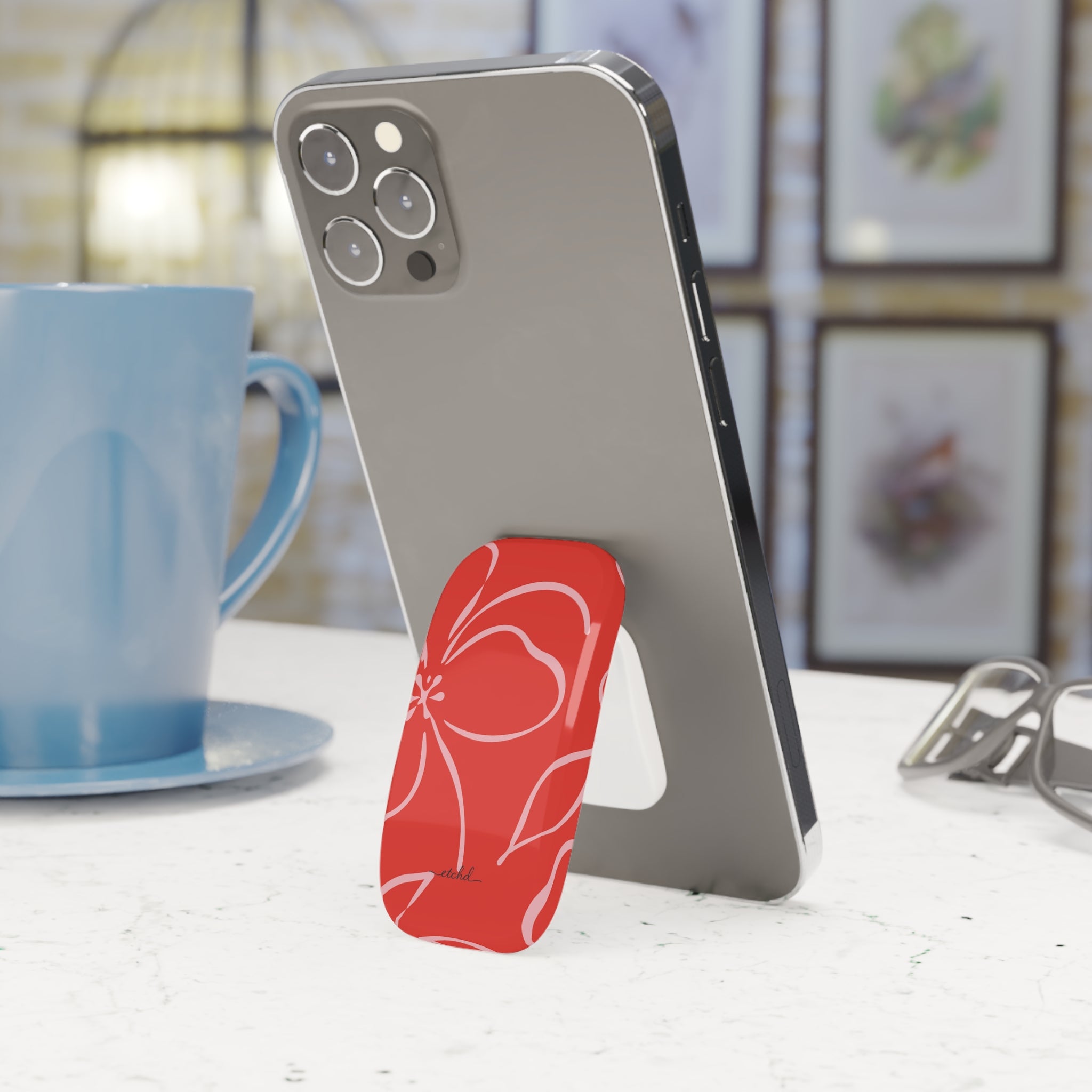 Poppy & Blush Floral Click-On Phone Grip by etchd, view 3