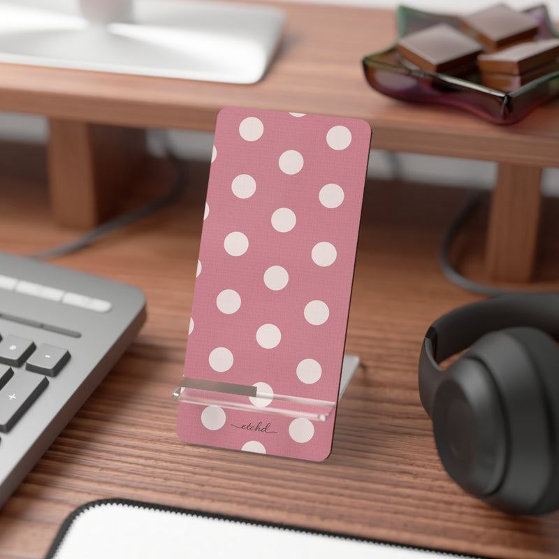 Cream & Blush Polka Dot Phone Stand by etchd, view 3