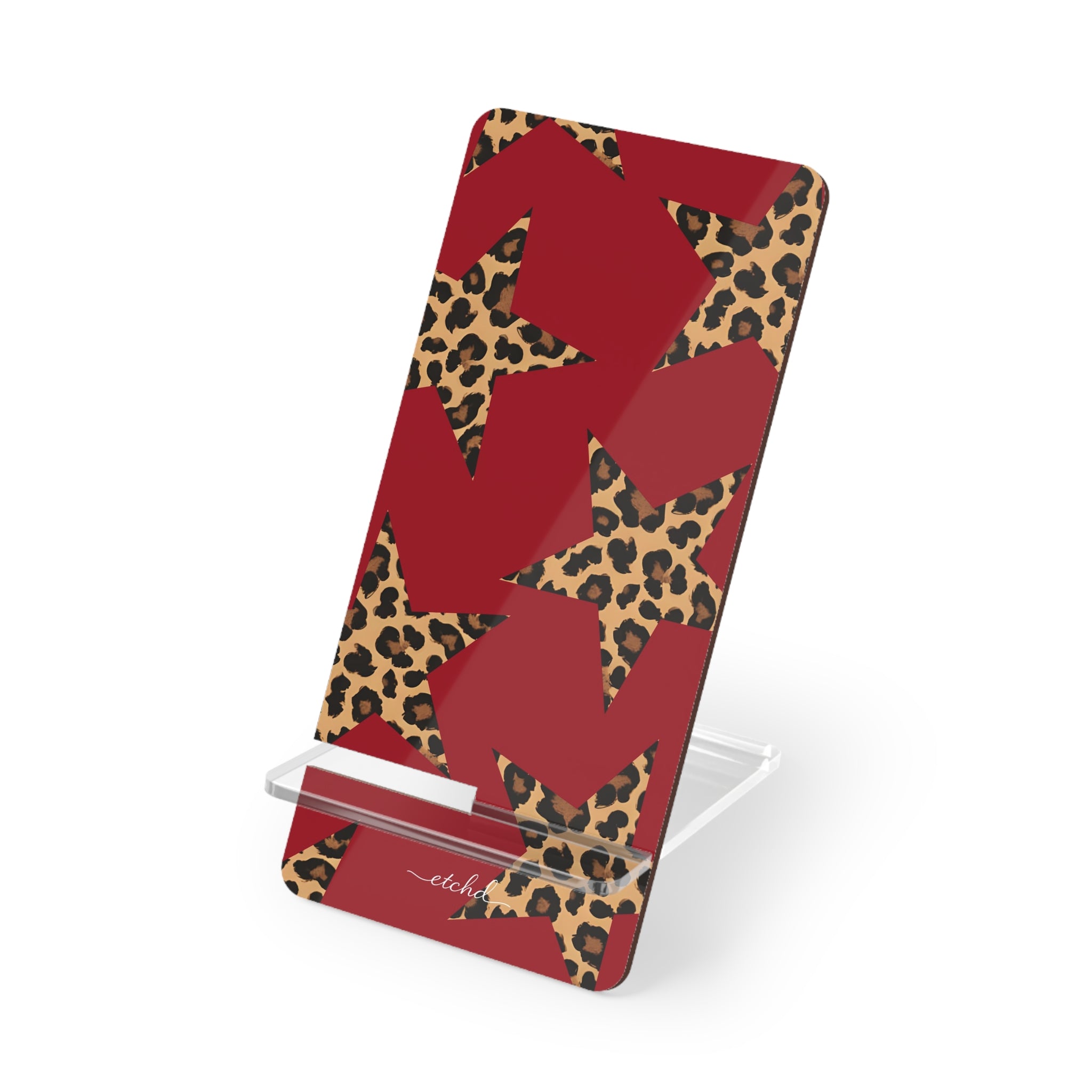 Red & Leopard Stars Phone Stand by etchd