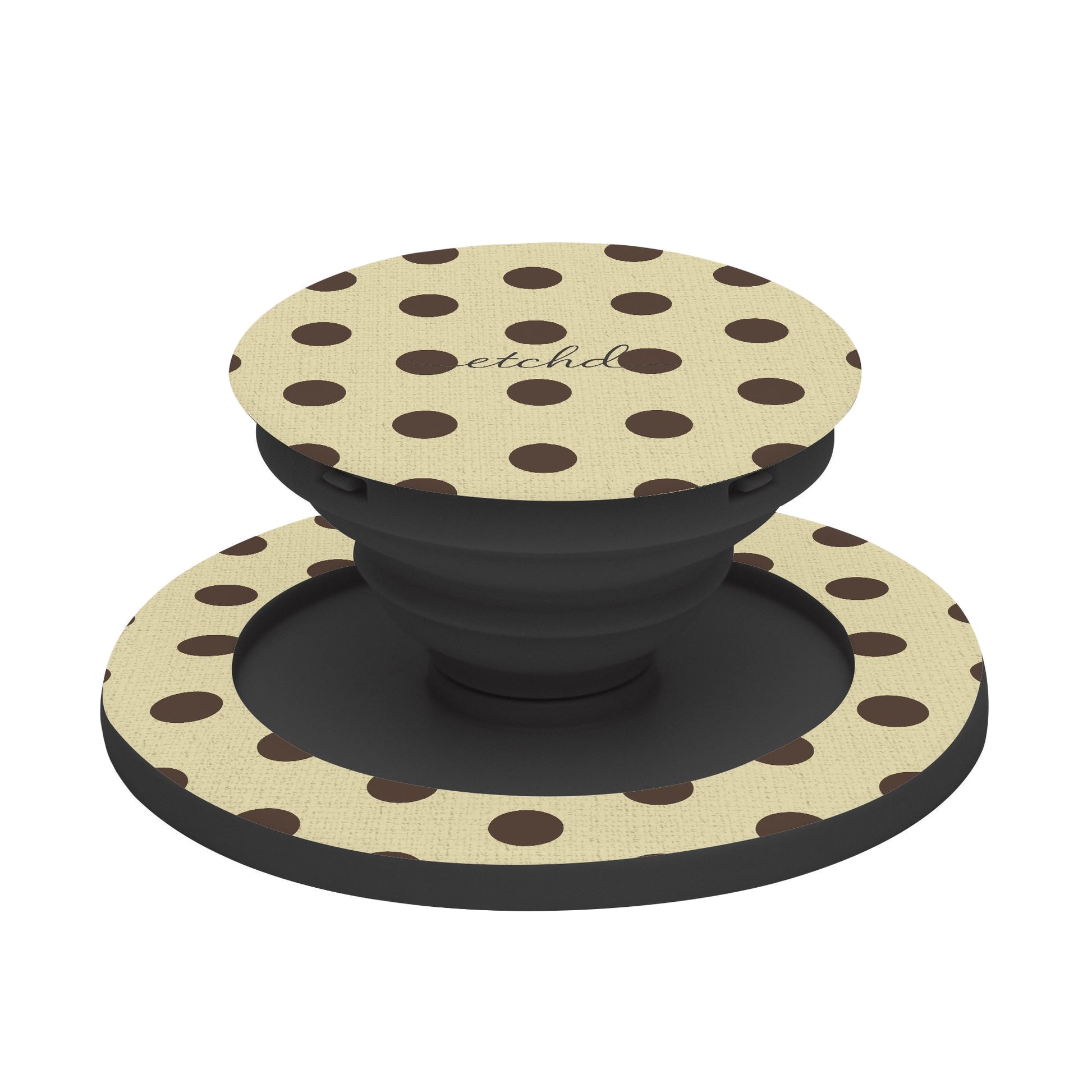 Butter Yellow And Brown Polka Dot Phone Grip And Stand by etchd, view 6