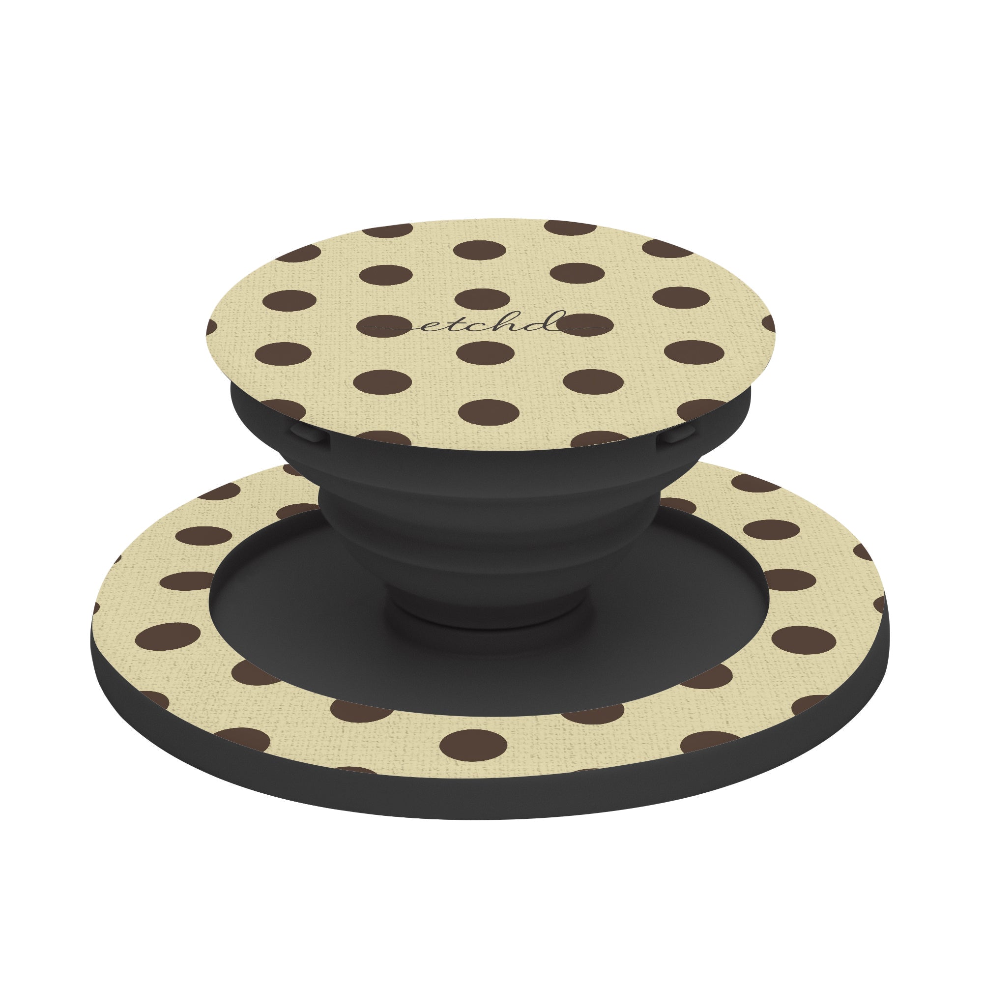 Butter Yellow And Brown Polka Dot Phone Grip And Stand by etchd, view 6