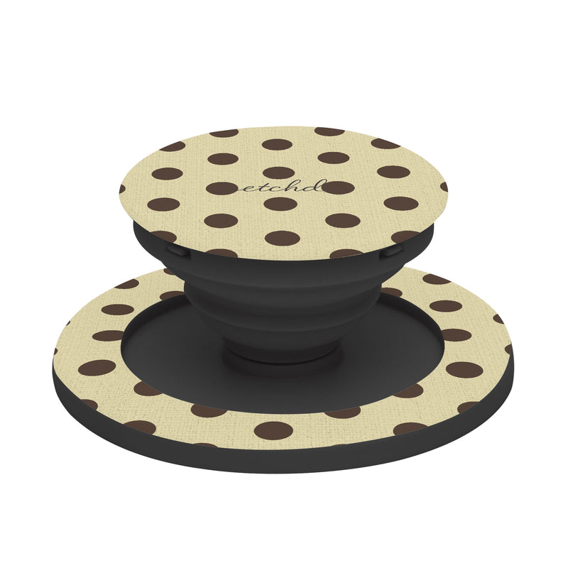 Butter Yellow And Brown Polka Dot Handy-Halterung und Ständer-zoom-