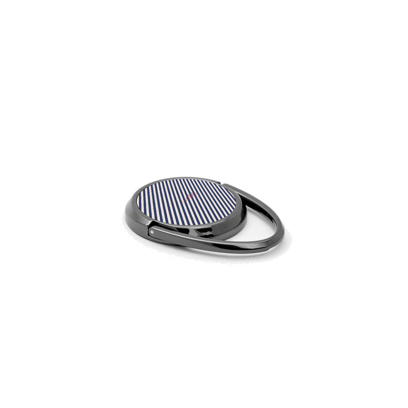 Navy & Cream Striped Diagonal Phone Ring Holder-zoom-