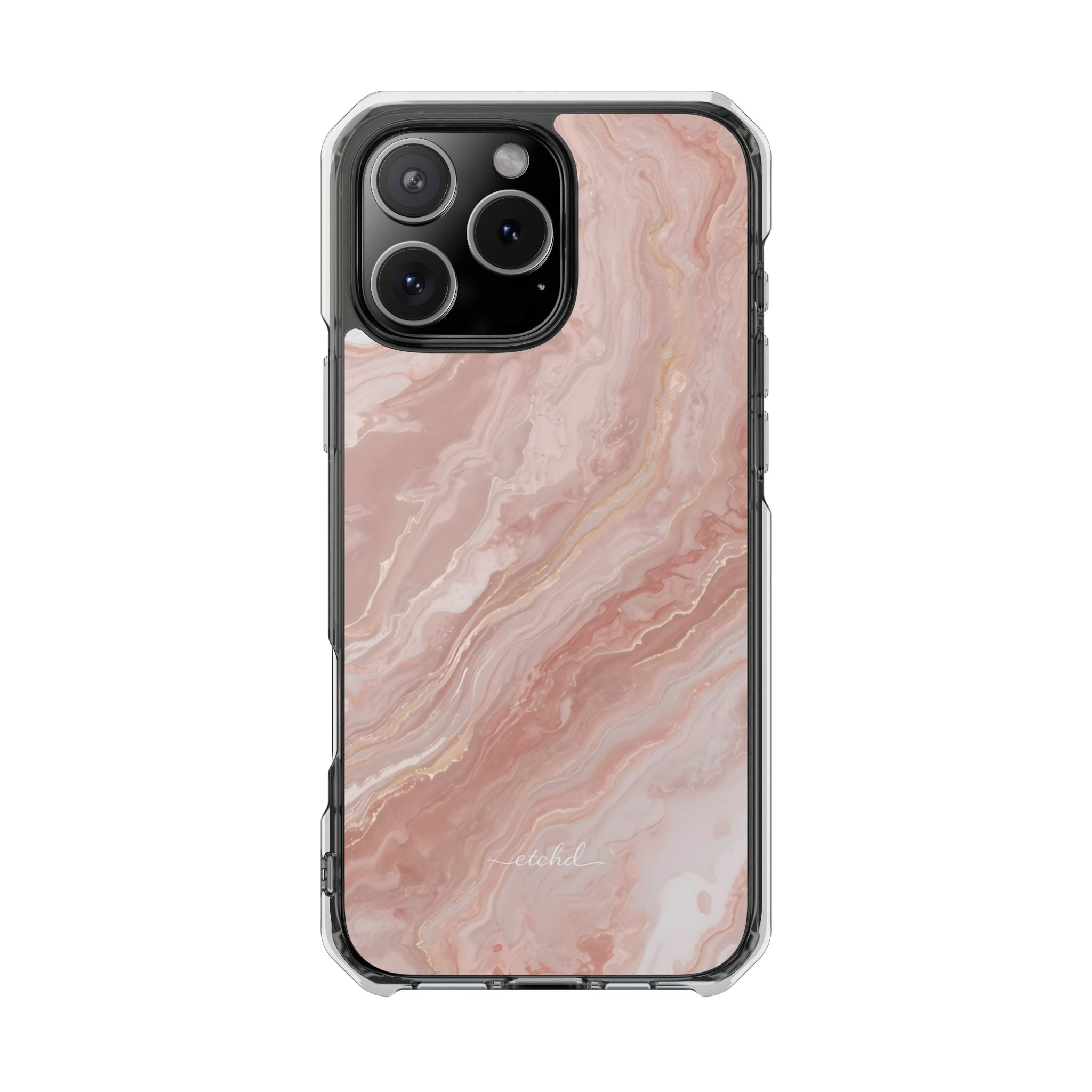 Rose Quartz Clear Magnetic Phone Case by etchd
