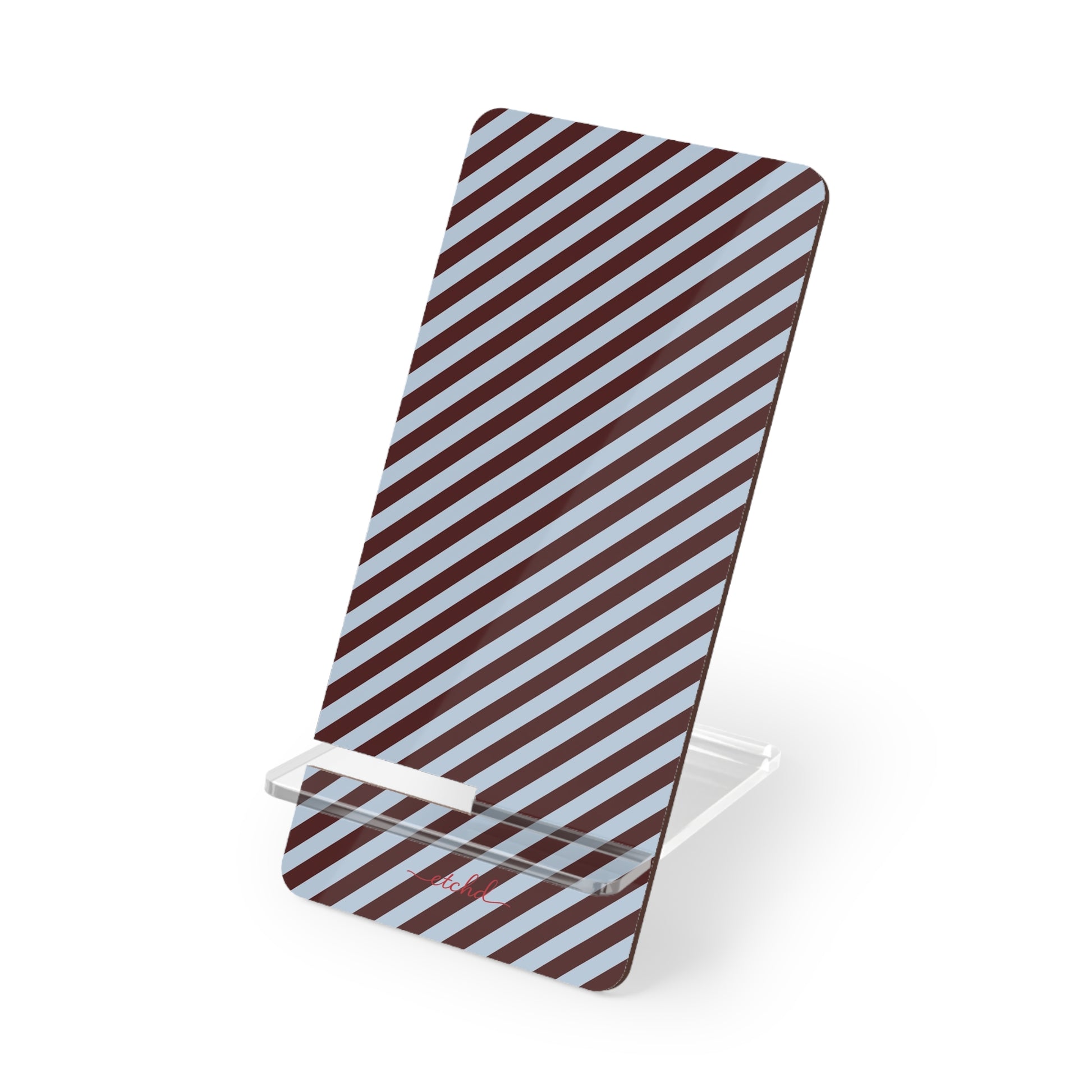 Blue & Cherry Striped Diagonal Phone Stand by etchd