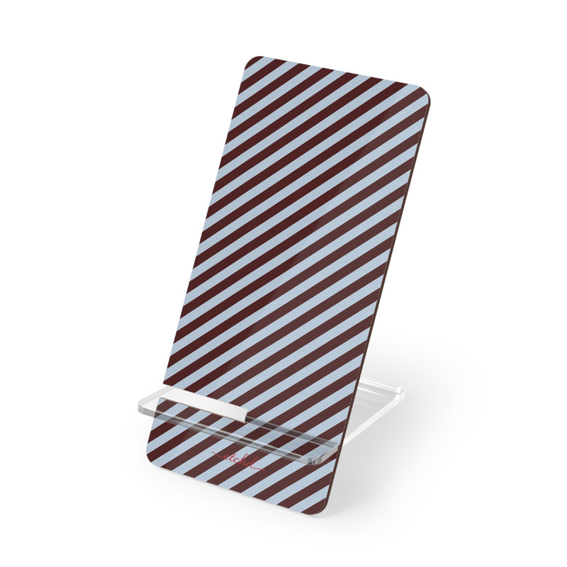 Blue & Cherry Striped Diagonal Phone Stand by etchd