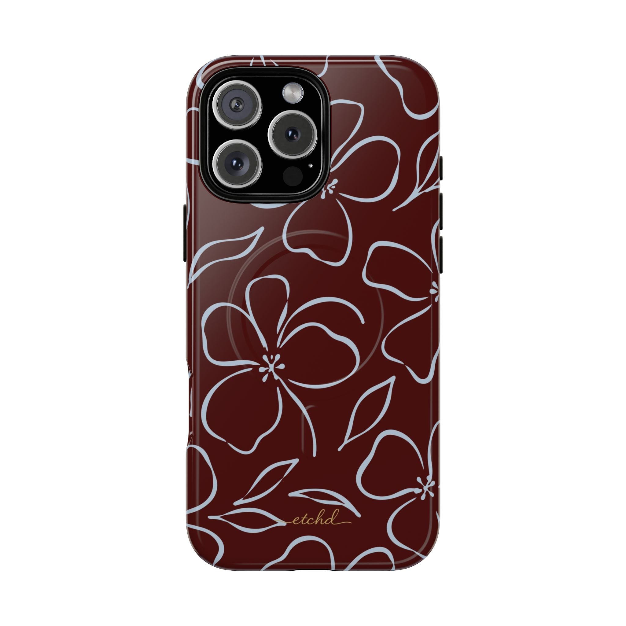 Blue & Cherry Floral Funda magnética para móvil de etchd