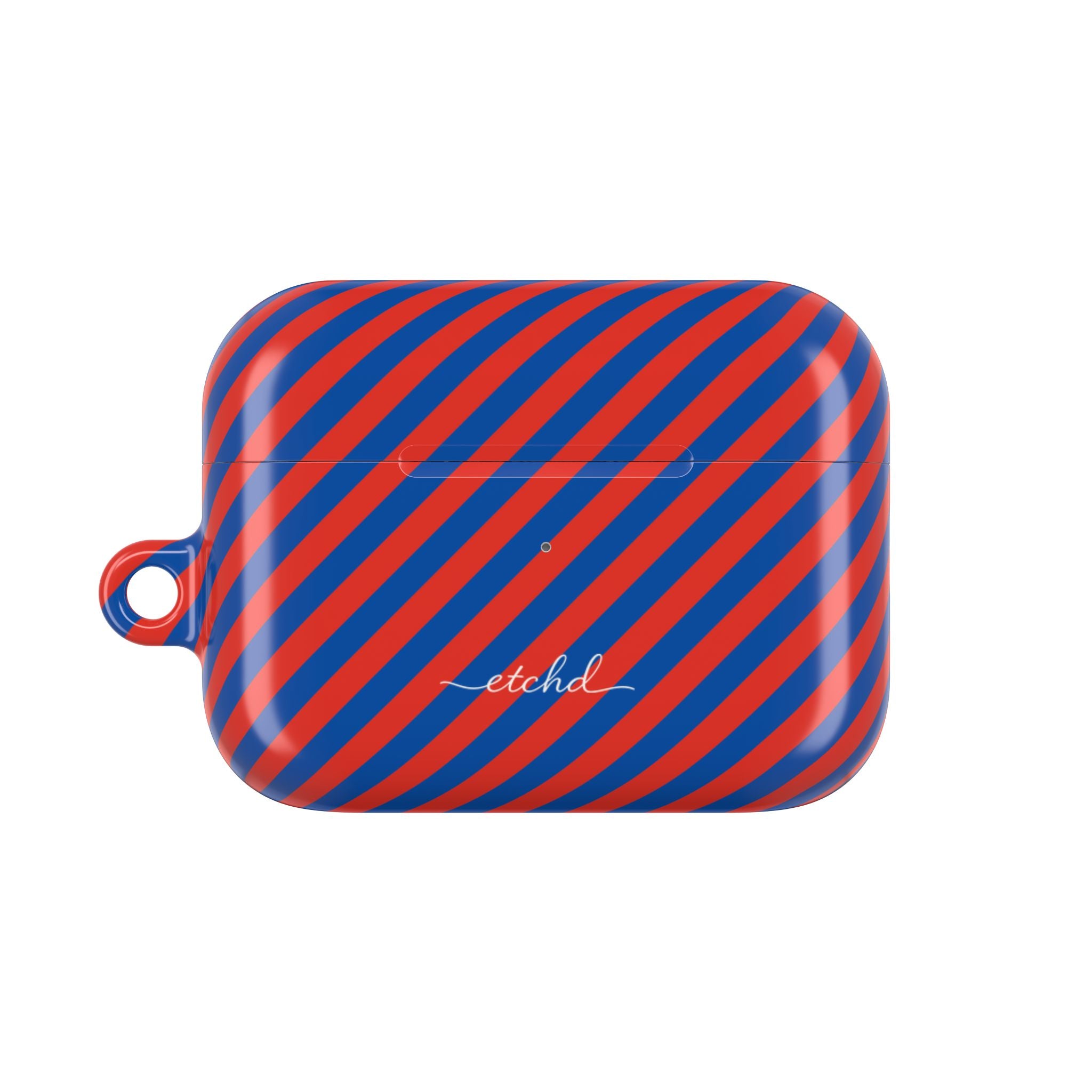 Cobalt & Poppy Striped Diagonal AirPod Case by etchd, view 2