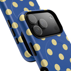 Butter & Cobalt Polka Dot Magnetic Phone Case by etchd, view 100