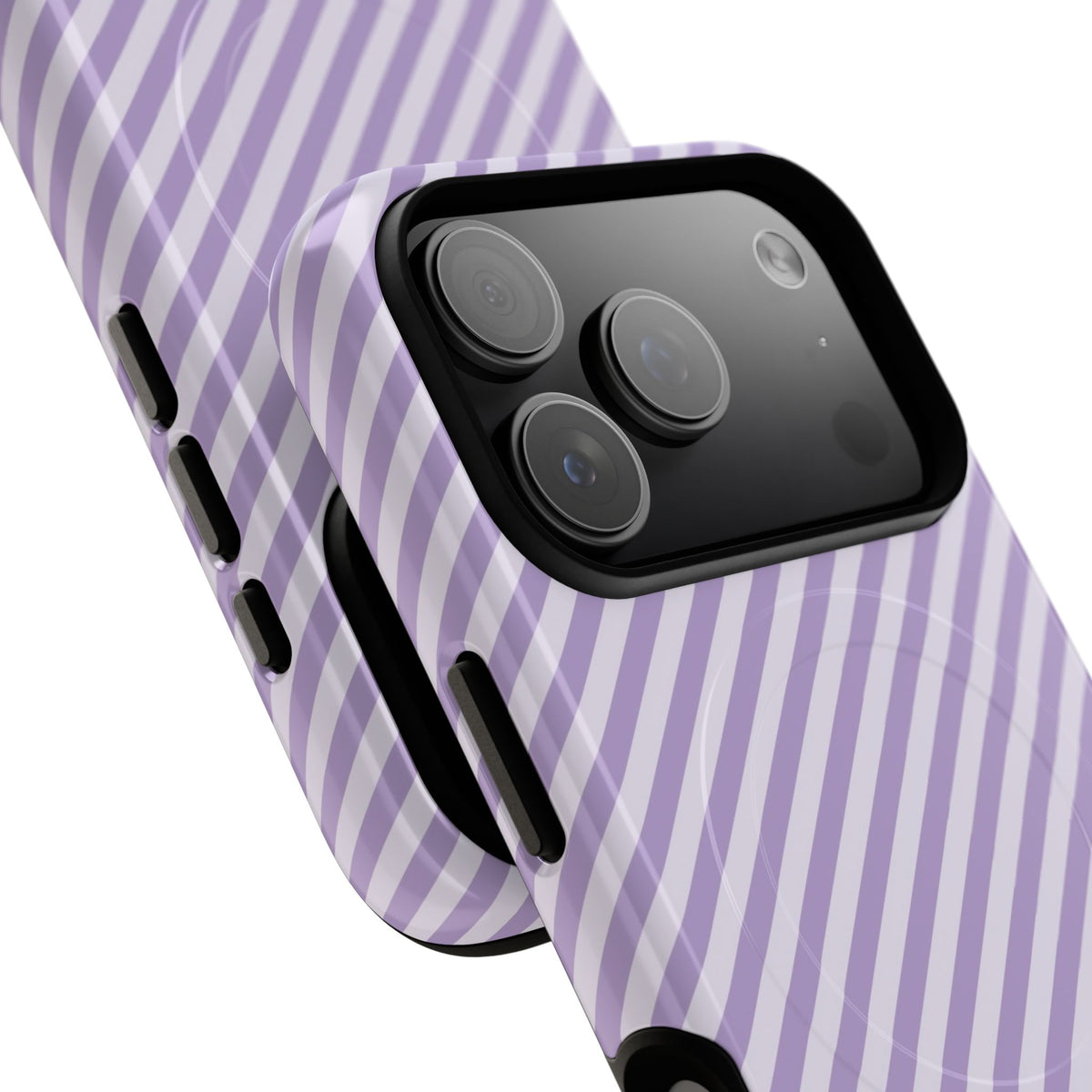 Lilac & Cream Striped Diagonal Magnetic Phone Case by etchd, view 99