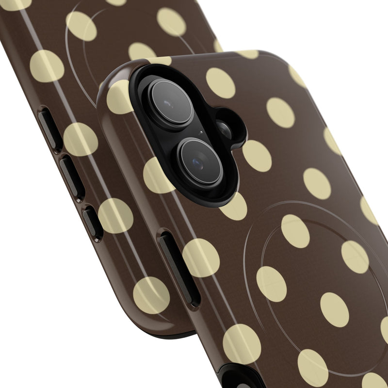 Brown & Butter Polka Dot Magnetic Phone Case by etchd, view 87
