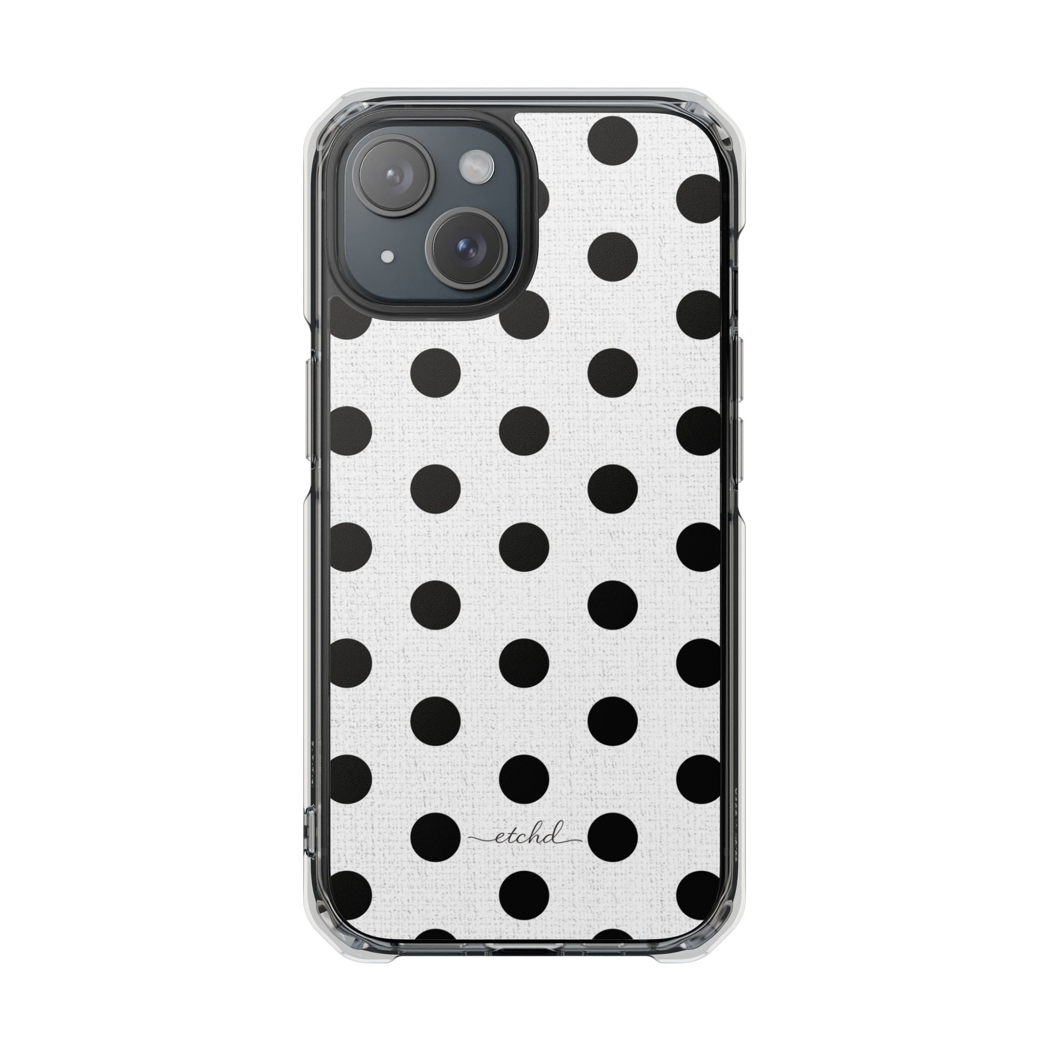 Black & White Polka Dot Clear Magnetic Phone Case by etchd, view 2