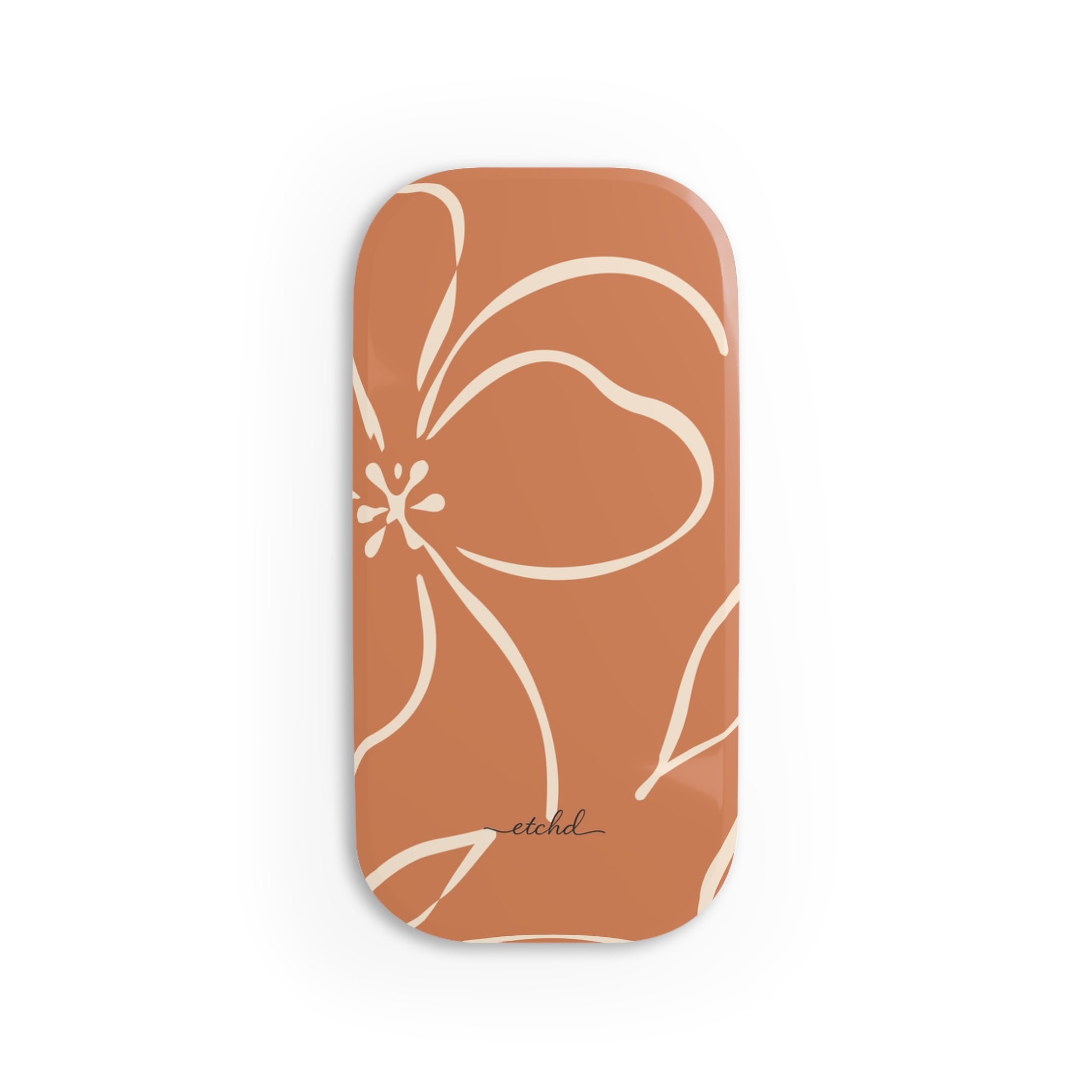 Terracotta & Cream Floral Click-On Phone Grip by etchd