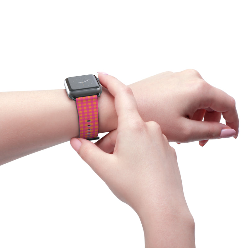 Pink & Orange Gingham Smartwatch Strap by etchd, view 11