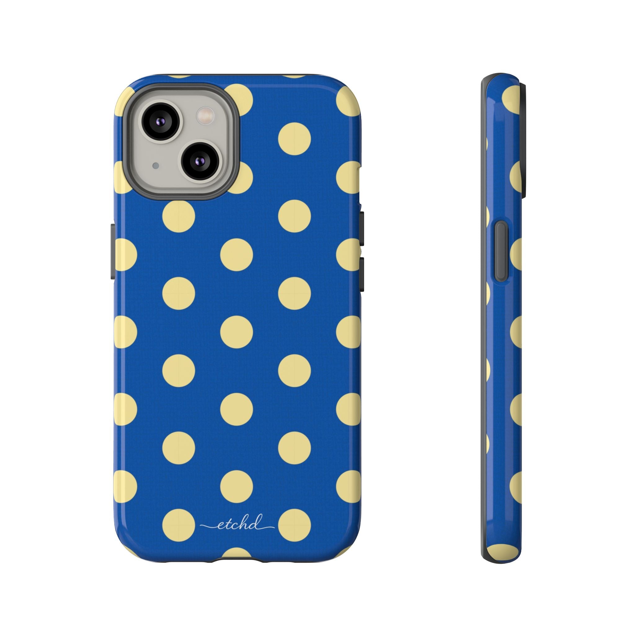 Butter & Cobalt Polka Dot Phone Case by etchd, view 2