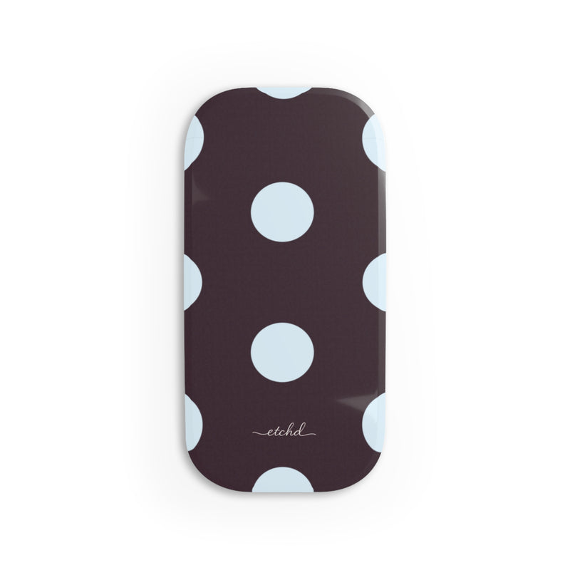Blue And Plum Polka Dot Click-On Phone Grip by etchd