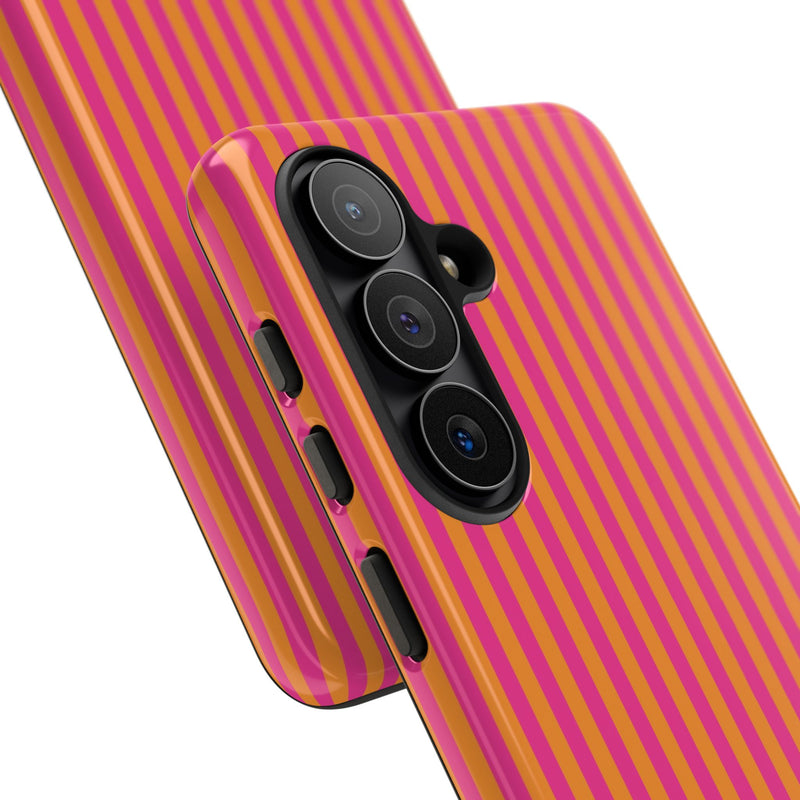 Pink & Orange Striped Phone Case by etchd, view 219