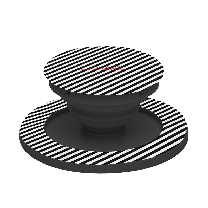 Black & White Striped Diagonal Phone Grip And Stand-zoom-