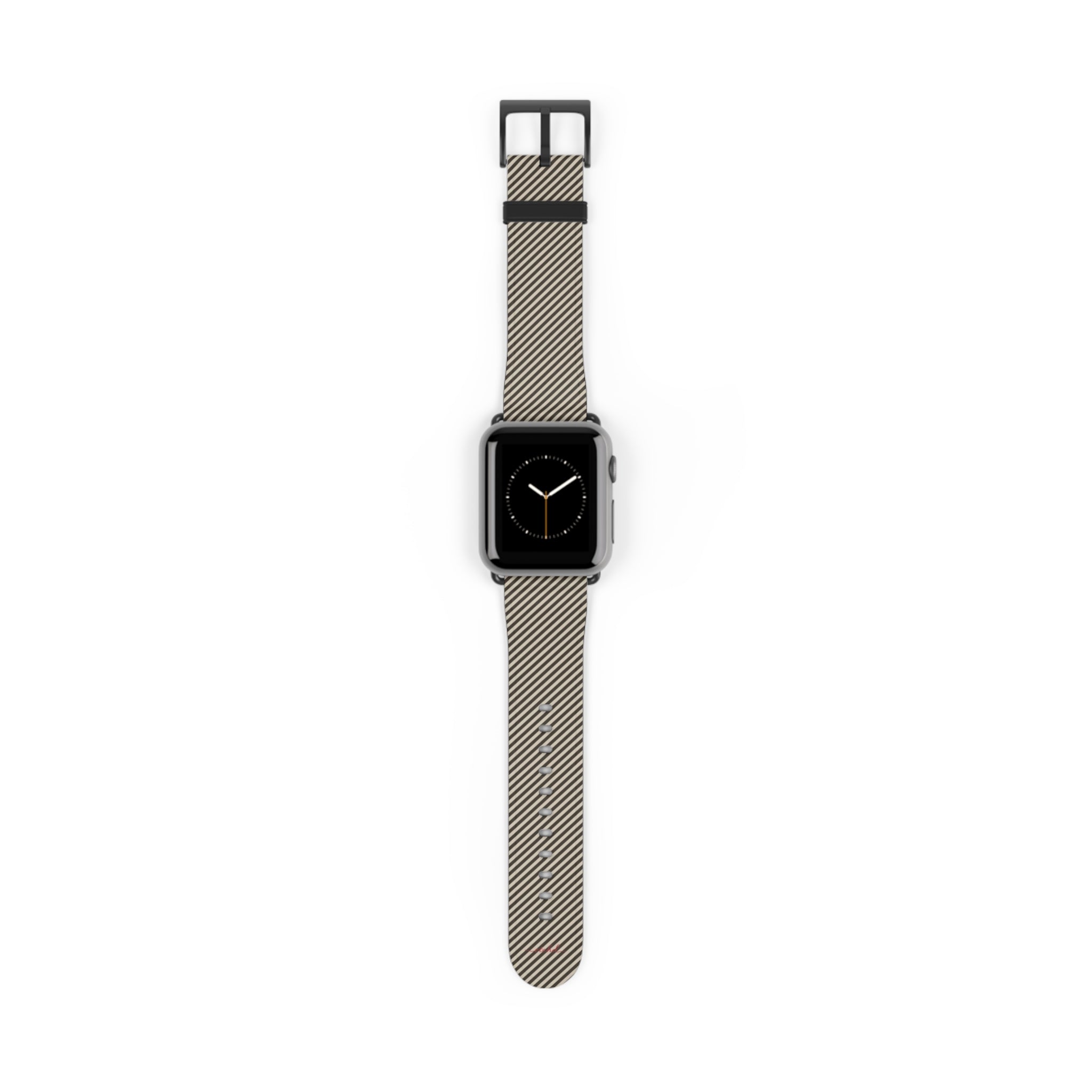 Cream & Brown Striped Diagonal Smartwatch Strap by etchd