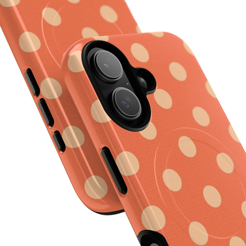 Peach & Coral Polka Dot Magnetic Phone Case by etchd, view 87