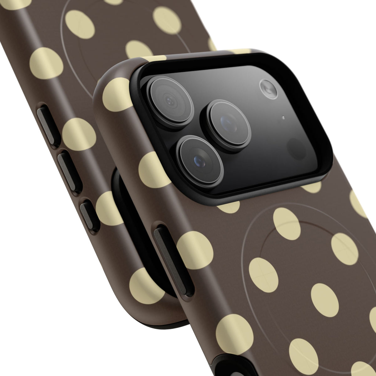 Brown & Butter Polka Dot Magnetic Phone Case by etchd, view 100