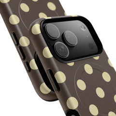 Brown & Butter Polka Dot Magnetic Phone Case by etchd, view 100