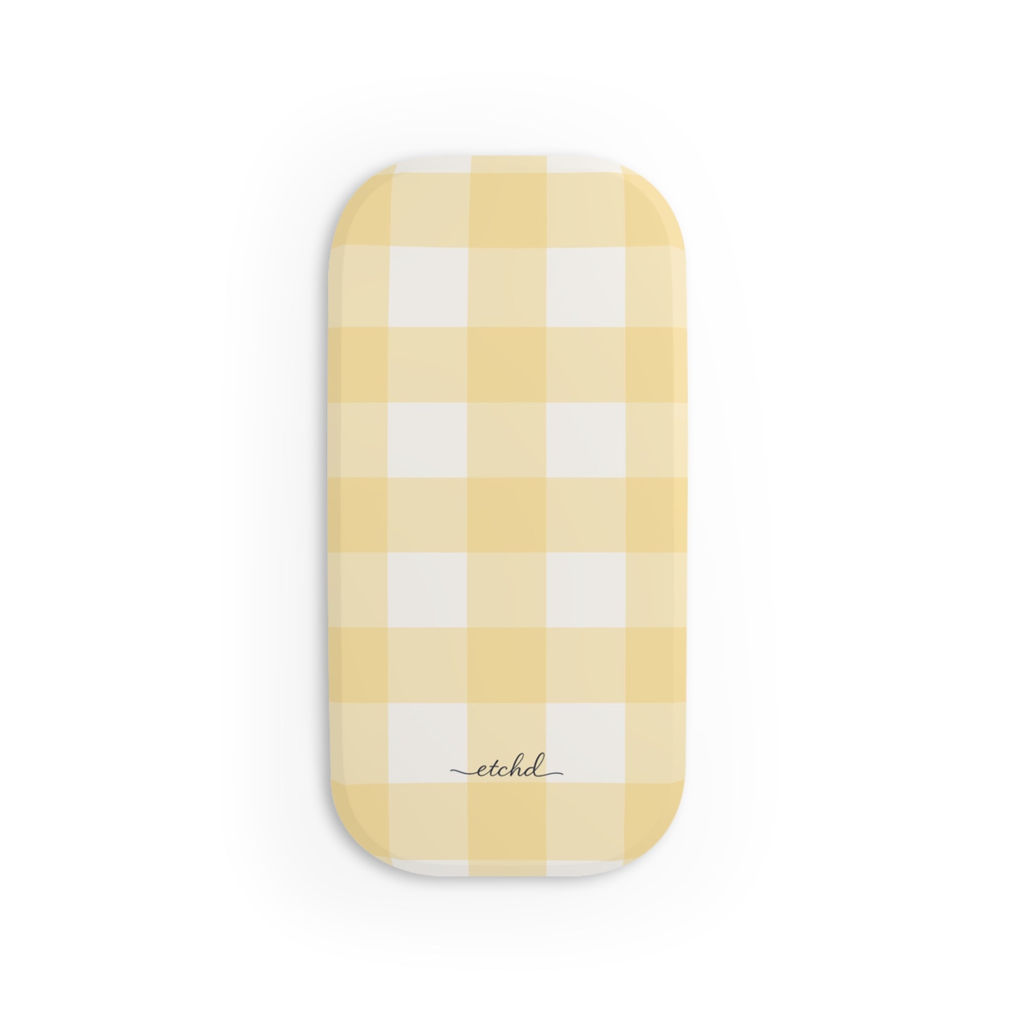 Butter & White Gingham Click-On Phone Grip by etchd, view 2