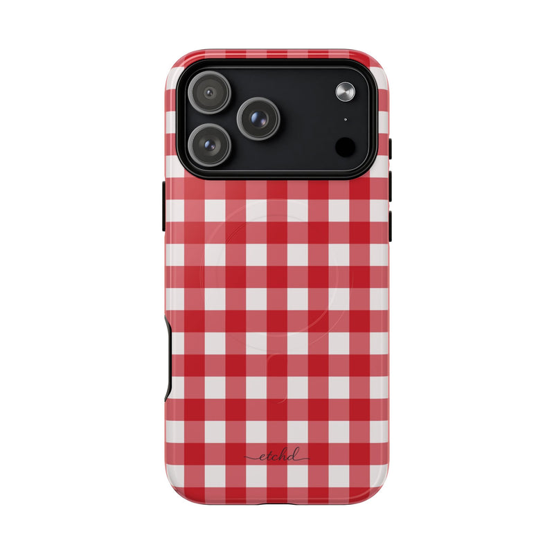 Classic Red & White Gingham Magnetic Phone Case by etchd, view 31