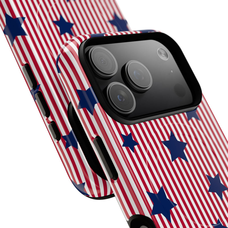 Red Stripes & Blue Stars Magnetic Phone Case by etchd, view 99