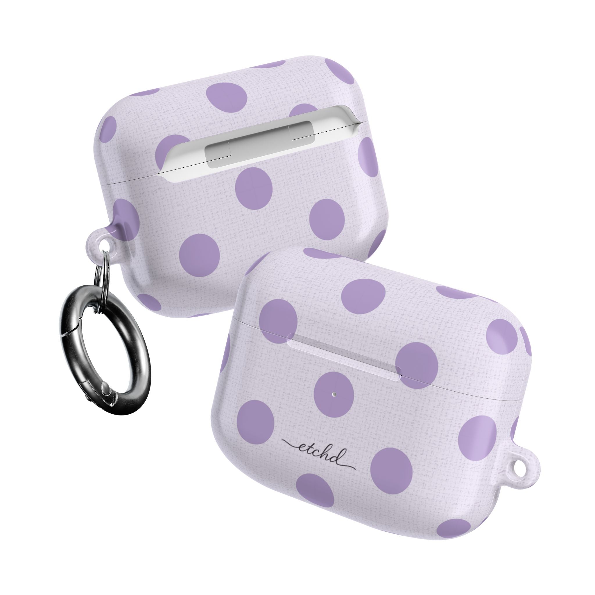 Lilac & Cream Polka Dot AirPod Case by etchd, view 10