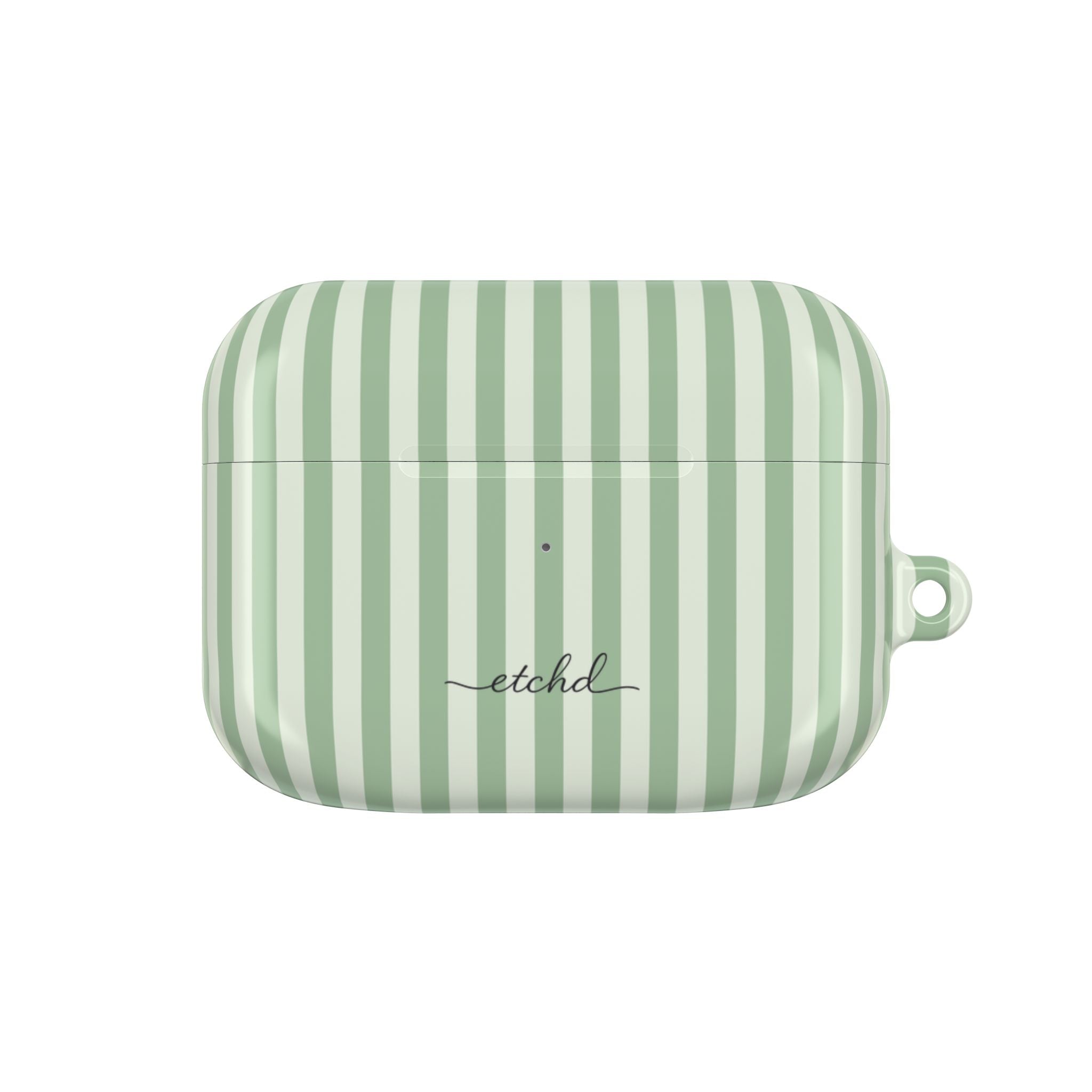 Sage & Cream Striped AirPod Case by etchd