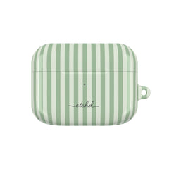 Sage & Cream Striped AirPod Case by etchd