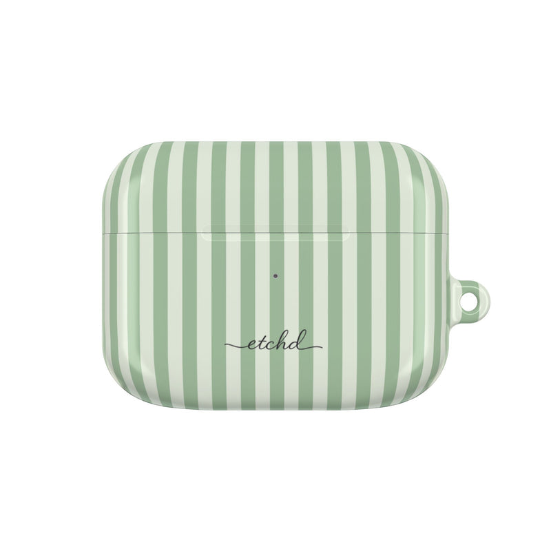 Sage & Cream Striped AirPod Case by etchd