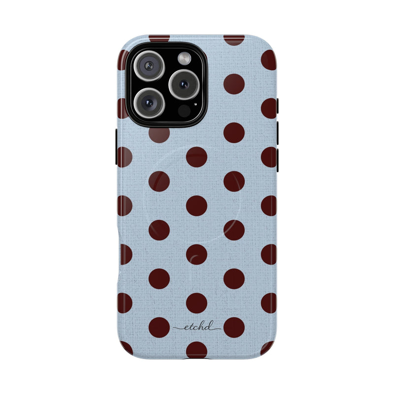 Blue & Cherry Polka Dot Magnetic Phone Case-zoom-