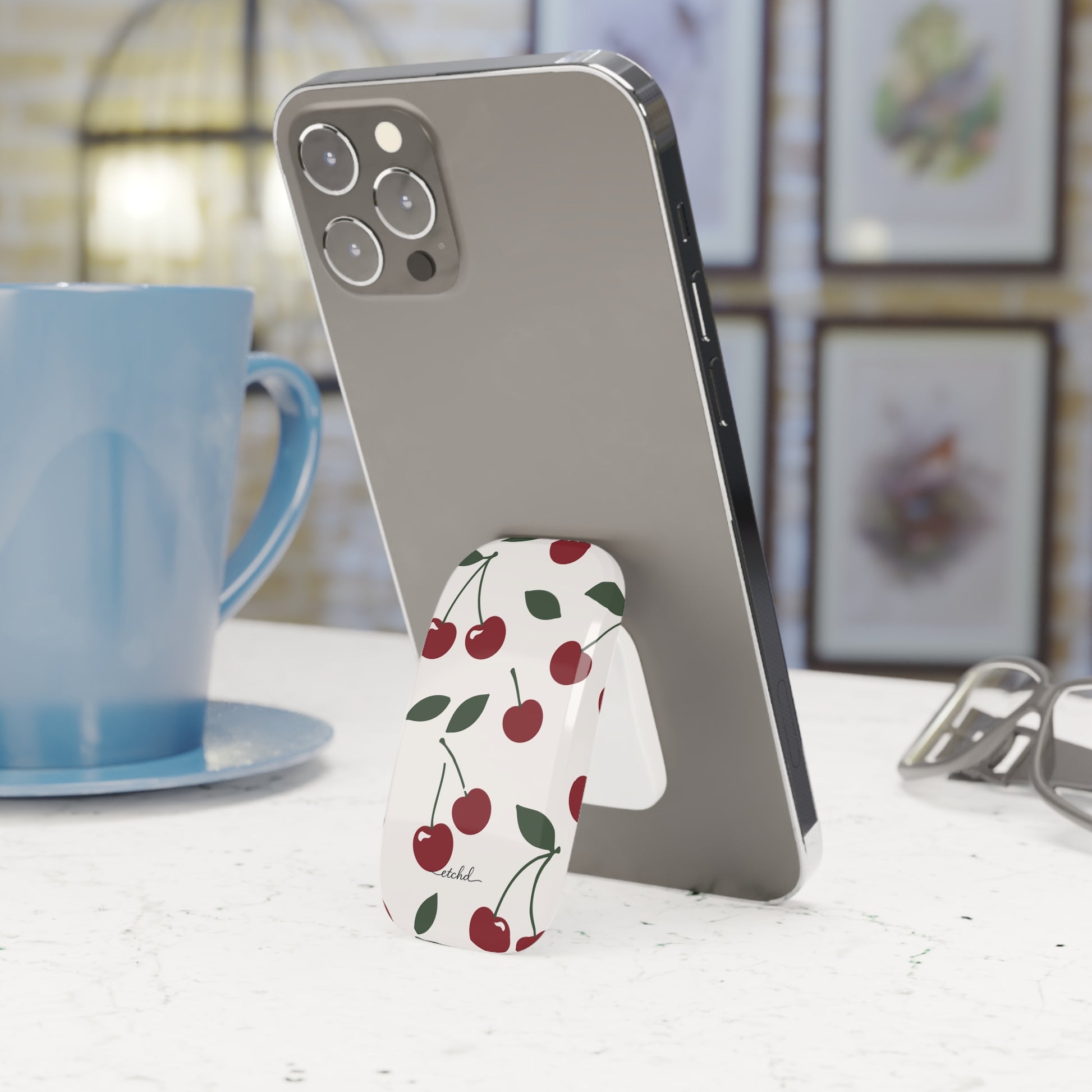Cherry Click-On Phone Grip by etchd, view 3