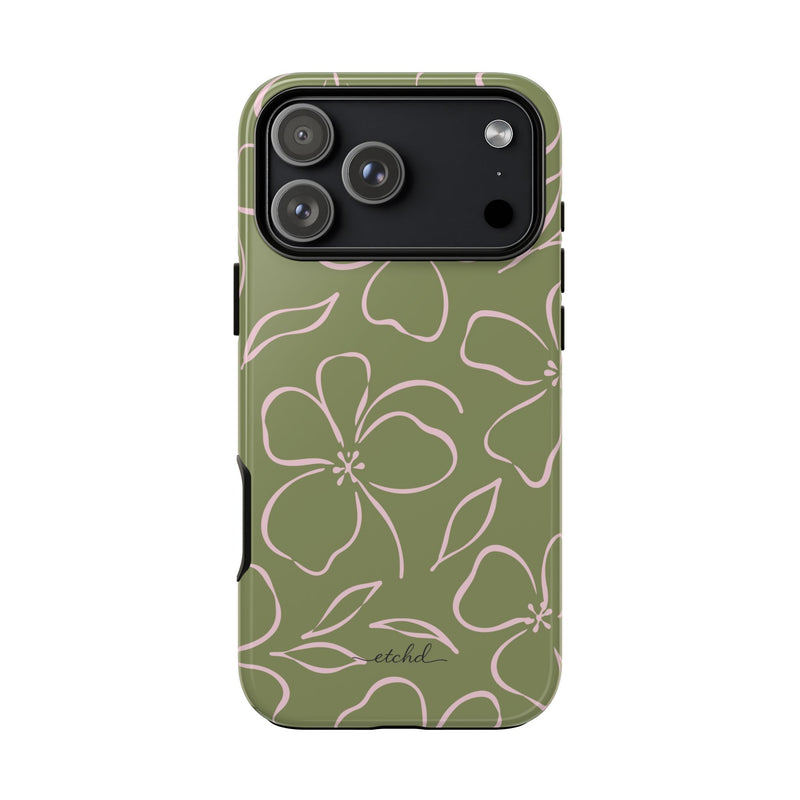 Green & Pink Floral Phone Case by etchd, view 59