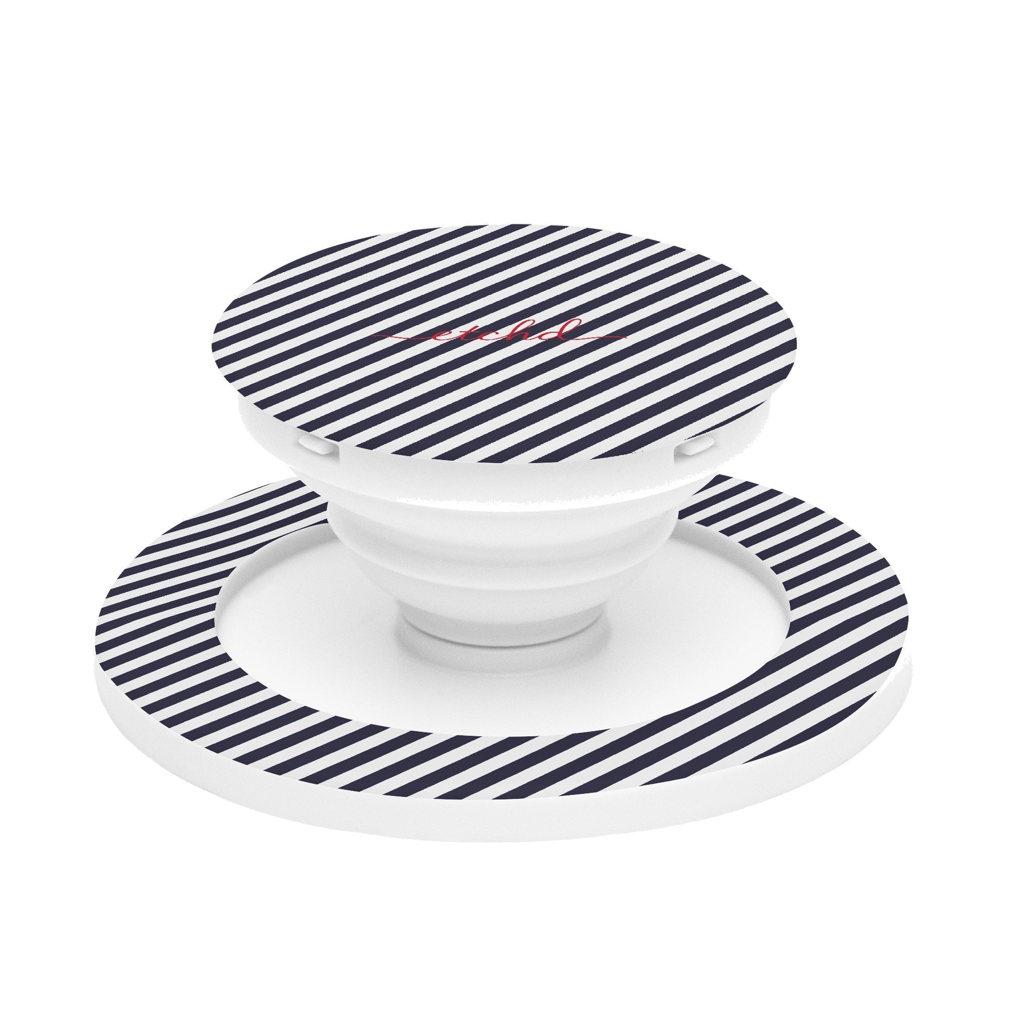 Navy And White Striped Diagonal Phone Grip And Stand by etchd