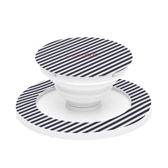 Navy And White Striped Diagonal Phone Grip And Stand by etchd