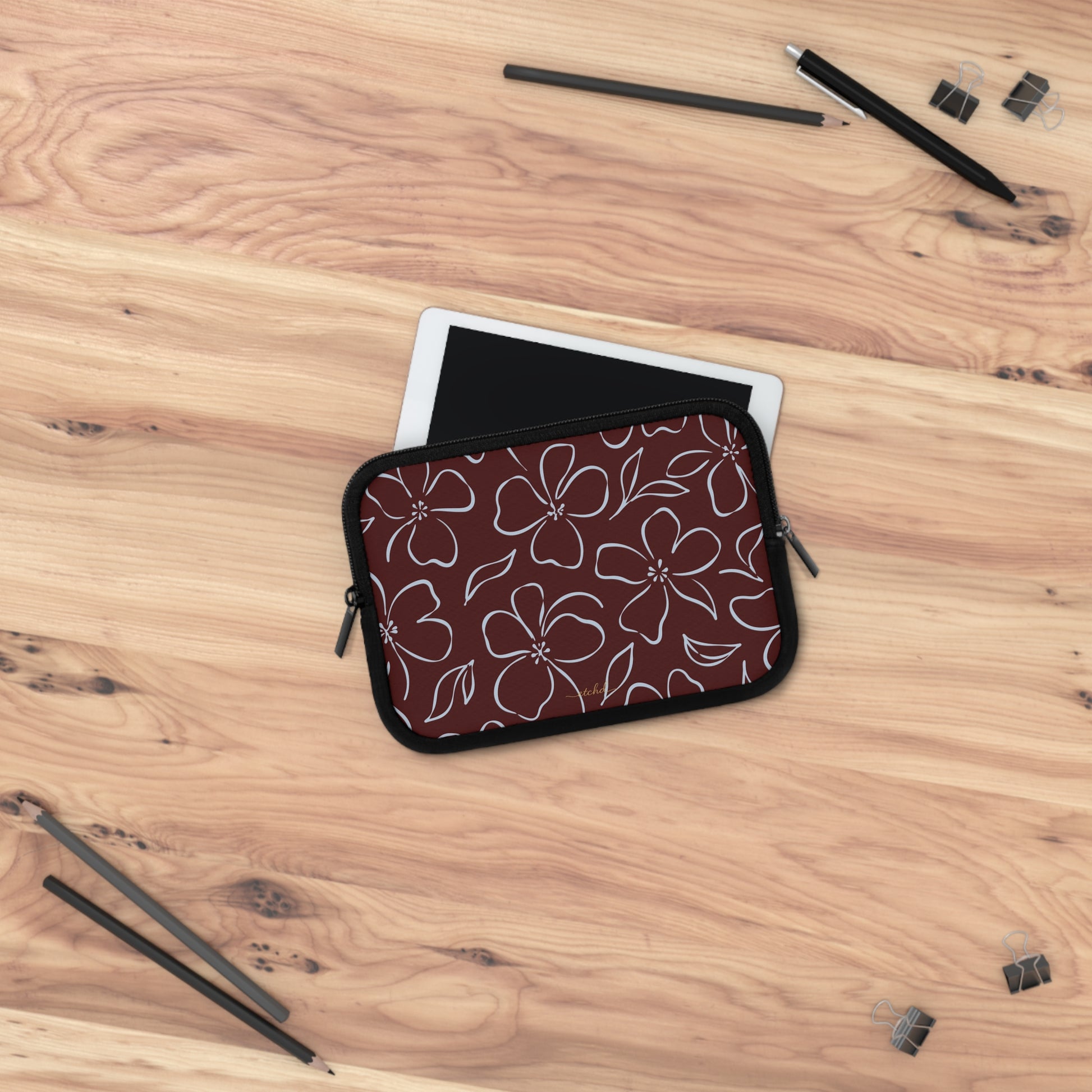 Blue & Cherry Floral Laptop Sleeve by etchd, view 14