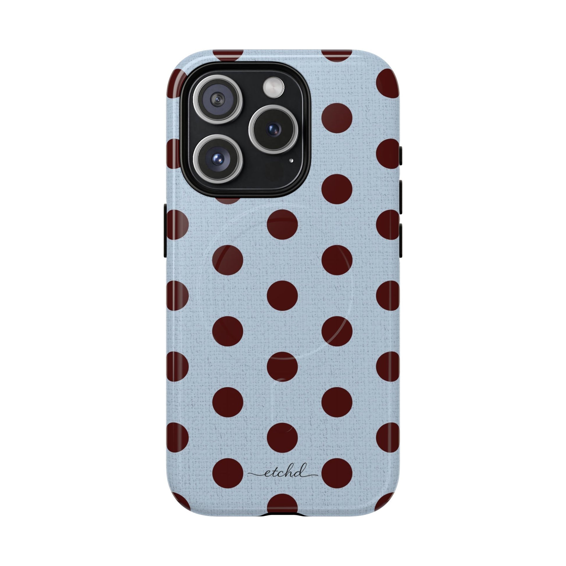 Blue & Cherry Polka Dot Magnetic Phone Case by etchd, view 4