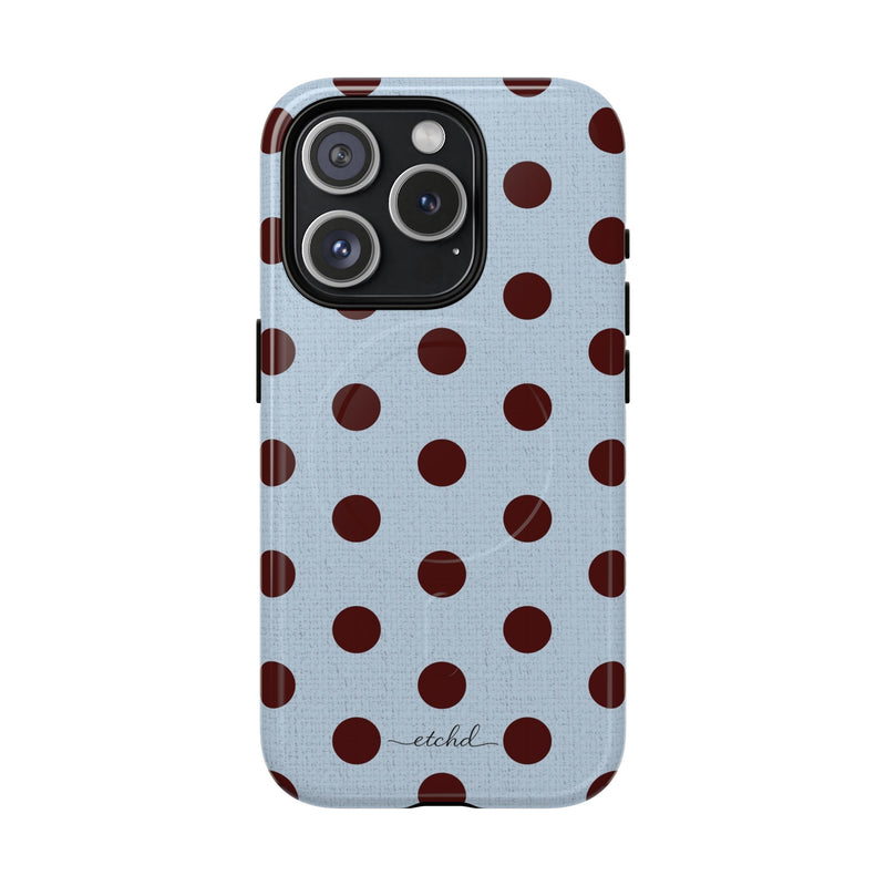 Blue & Cherry Polka Dot Magnetic Phone Case-zoom-