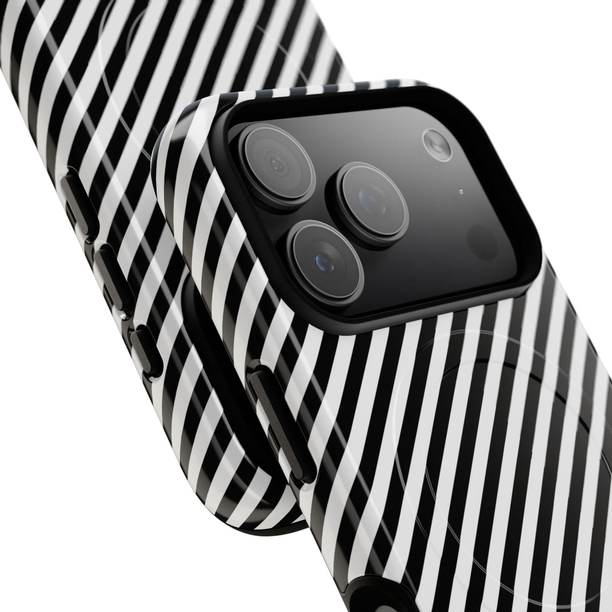 Black & White Striped Diagonal Magnetic Phone Case by etchd, view 99