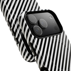 Black & White Striped Diagonal Magnetic Phone Case by etchd, view 99