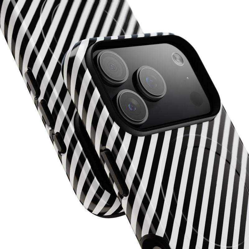Black & White Striped Diagonal Magnetic Phone Case by etchd, view 99