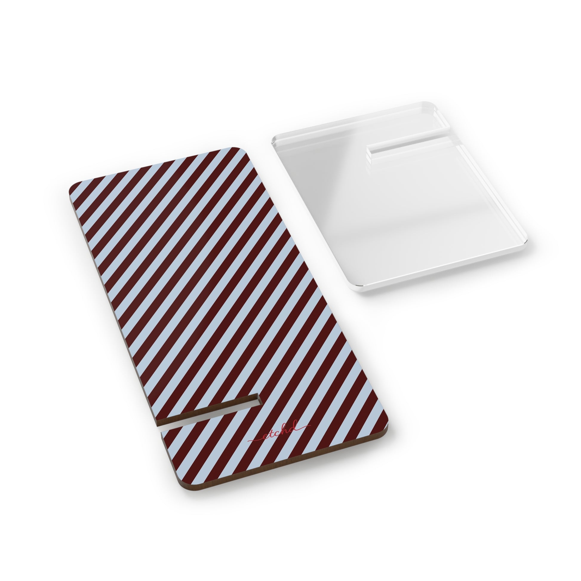 Blue & Cherry Striped Diagonal Phone Stand by etchd, view 2