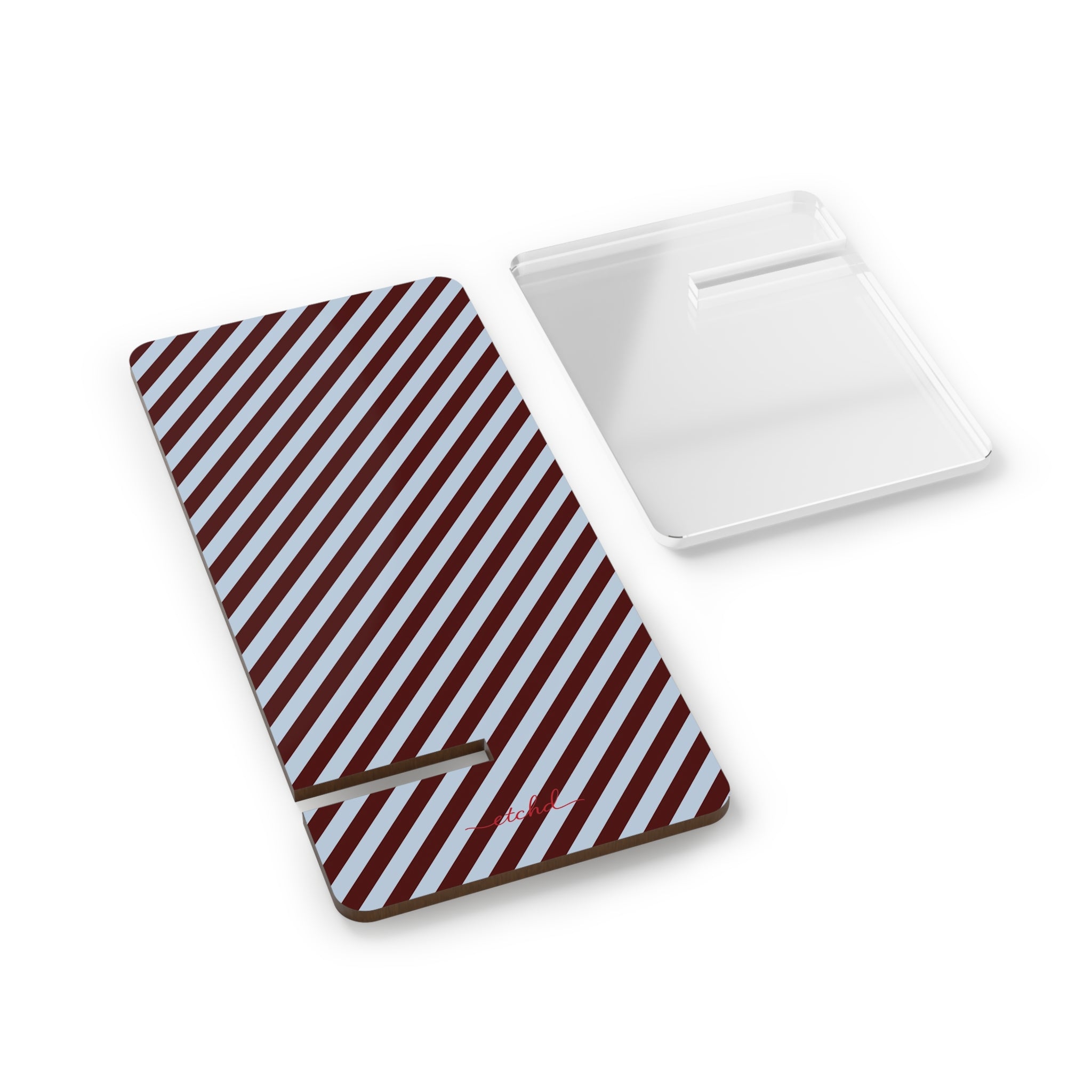 Blue & Cherry Striped Diagonal Phone Stand by etchd, view 2